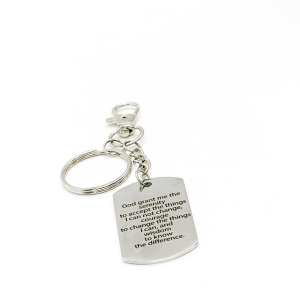 Serenity Prayer Clip On Charm Keychain, Serenity Prayer Charm, Serenity Prayer Keyring, Recovery Gift, Difficult Times Gift, God Grant Me