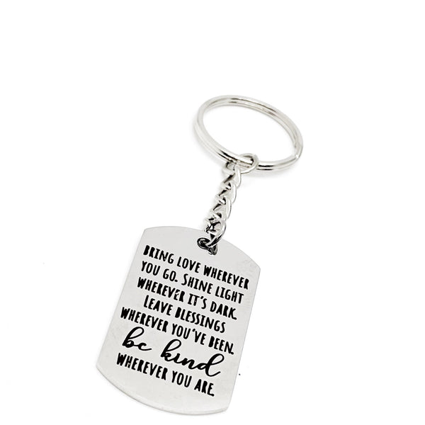 Bring Love Shine Light Be Kind Charm Keychain, Be Kind Wherever You Are, Encouragement Gift, Moving Away, Going To College, Son, Daughter