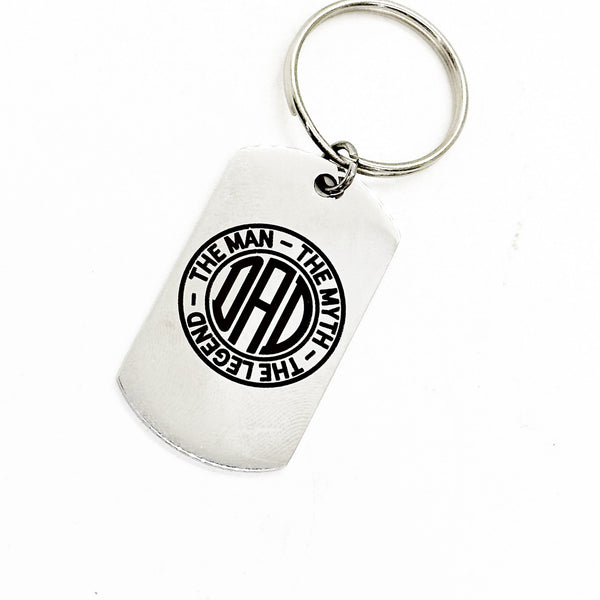 Dad The Man The Myth The Legend Charm Keychain, Fathers Day Gift, Daddy, Dad Birthday, Husband Gift, Pregnancy Announce, New Dad Birth Gift