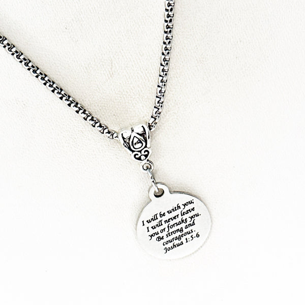 God Will Be With You Be Strong And Courageous Pendant Necklace, Joshua 1 5 and 6, Graduation Gift, Daughter Gift, Going To College