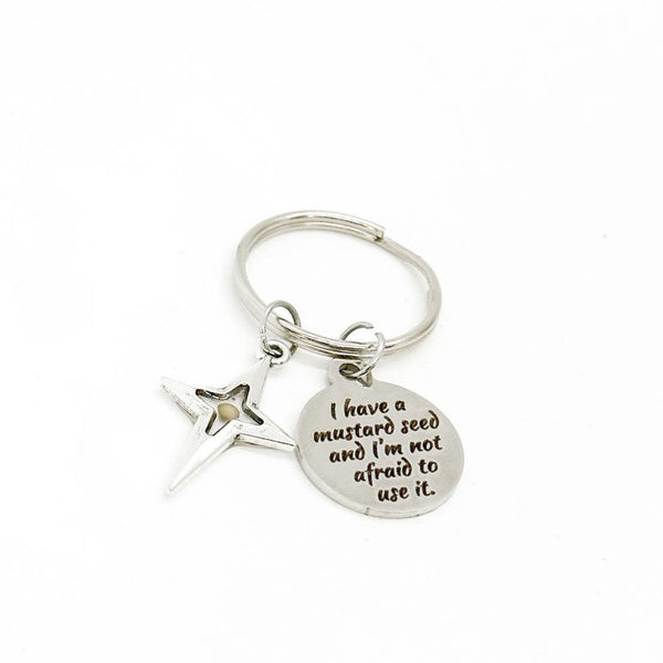 Mustard Seed Quote and Star Cross Keychain, Mustard Seed Faith, Matthew 17 20, Mustard Seed Gifts, Christian Gifts, Scripture Gift