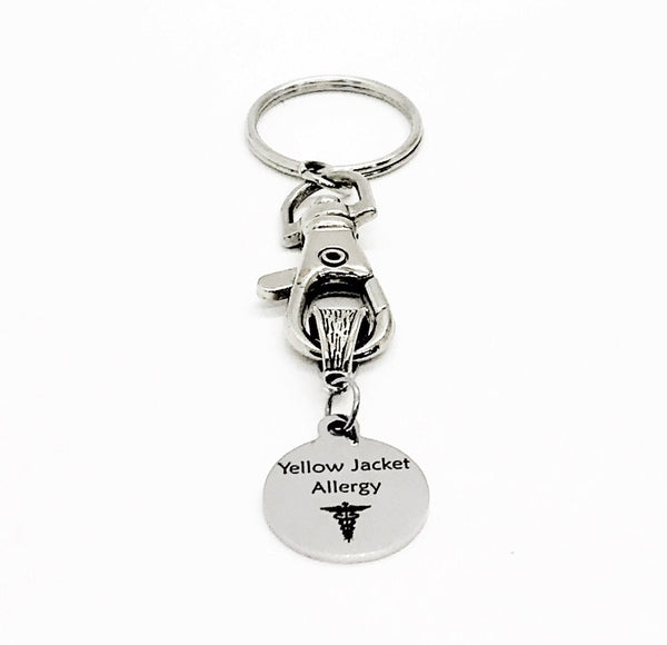 Yellow Jacket Allergy Medical ID Awareness Keychain, Medical Notification, Diabetic, Insulin Dependent, Medical Caduceus, Caregiver
