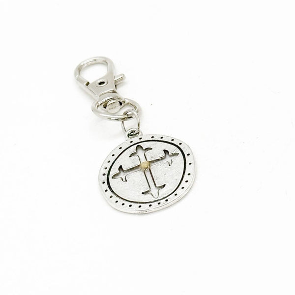 Mustard Seed Round Cross Clip On Charm, Christian Bag Charm, Christian Gift, Bag Tag, Purse Charm, Matthew 17 20, Mustard Seed Charm