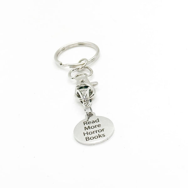 Read More Horror Books Charm Keychain, Horror Book Lover, English Teacher, Literature Teacher, Writer Gift, Book Lover Gift