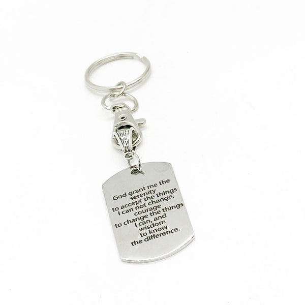 Serenity Prayer Charm Keychain, Serenity Prayer Gift, Serenity Prayer Charm, Recovery Keychain, Recovery Gift, Serenity Courage Wisdom Charm