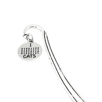 I Love Cats Charm Bookmark, Binary Code Text, Cat Lover, Tech Nerd Gift, Student Gift, Son Gift, Daughter Gift, Computer Nerd