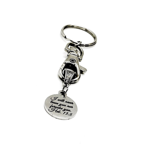 I Will Never Leave You Nor Forsake You Charm Keychain, Heb 13 5, God Is With You, Faith Gift, Going To College, Graduation Gift, Christian