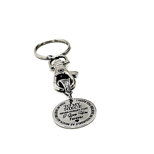 Niece I Love You Charm Keychain, Never Forget I Love You, Birthday, Niece Graduation, Niece Gift, Believe In Yourself, I Believe In You
