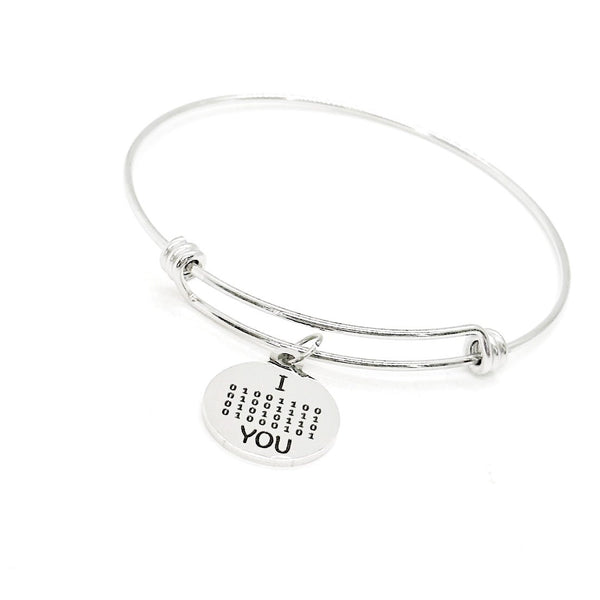 I Love You Charm Bracelet, Binary Code, Nerd Love Gift, Computer Programming, Programmer, Gift For Her, Daughter, Girlfriend