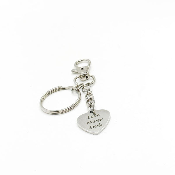 Love Never Ends Clip On Charm Keychain, Love Gift, Anniversary Gift, Husband Gift, Wife Gift, Engagement Gift, Wedding Favors, Gift For Her