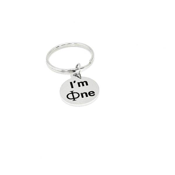 I’m Phine I’m Fine Charm Keychain, Math Funny, Mathematician, Math Student, I Love Math, Greek Letter Phi, Math Teacher Gift