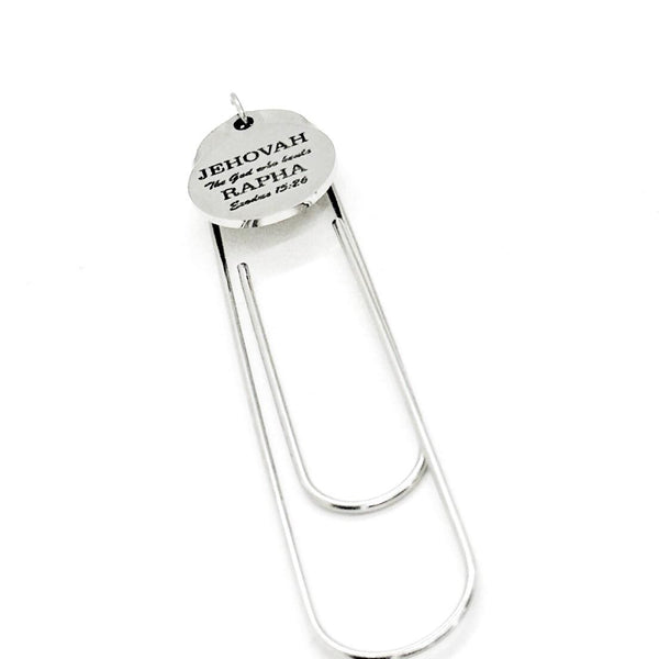 Jehovah Rapha The God Who Heals Charm Paperclip Bookmark, Exodus 15 86, Faith Gift, Reader Gift, Planner Bookmark, Gift For Her, Sickness