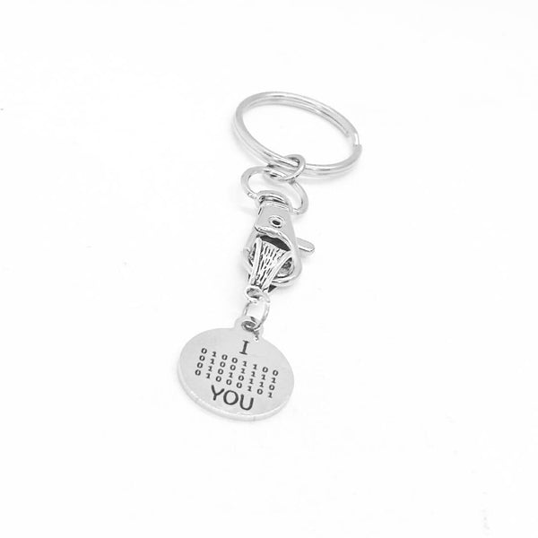 I Love You Charm Keychain, Love Gift, Binary Code, Computer Programmer, Daughter Gift, Son Gift, Wife, Husband, Going To College, Loved
