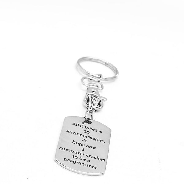 Programmer Funny Dogtag Charm Keychain, Computer Science Student, Developer Funny, IT Major, Programming Job, New Job Gift, Graduation Gift