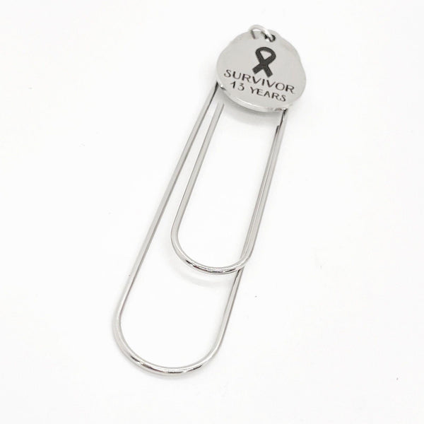 Cancer Surviver 15 Years Charm Paperclip Bookmark, Cancer Survivor Gift, Reader Gift, Planner Bookmark, Bible Bookmark, Survivor Celebration