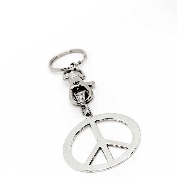 Large Peace Symbol Charm Keychain, Daughter Gift, Wife Gift, Hippie Gift, Peacemaker, Friend Gift, New Car, Going To College