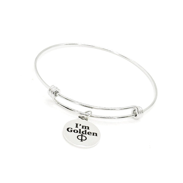 I’m Golden Phi Bracelet, Math Nerd Love Gift, Mathematics Major, Physics, Gift For Her, Daughter, Girlfriend, Fun Gifts, Stacking Bangle