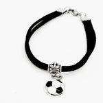 Soccer Cabochon Charm Black Faux Suede Bracelet, Soccer Mom, Soccer Player Girlfriend, Team Mom, Coach’s Wife, Gift For Her