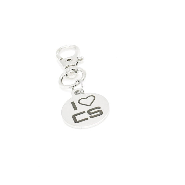 I Love CS Clip On Charm, I Heart CS, Computer Science, College Student, New Job, Programming, Developer, Bag Charm, Backpack Charm