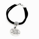 Put On Love That Is The Bond Of Perfection Black Faux Suede Charm Bracelet, Colossians 3 14, Christian Marriage, Wedding Jewelry, Daughter