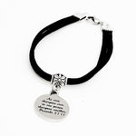 As Iron Sharpens Iron So One Person Sharpens Another Black Faux Suede Bracelet, Proverbs 27 17, Scripture Jewelry, Daughter, Wife