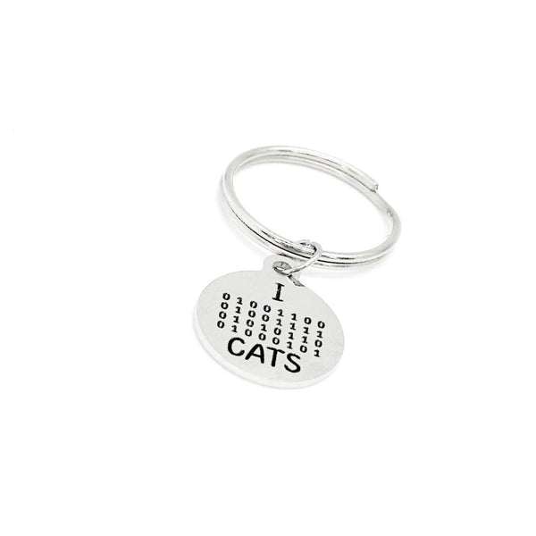 I Love Cats Simple Charm Keychain, Binary Code, Cats and Computers, Programmer, Developer, Going To College, Computer Science Major