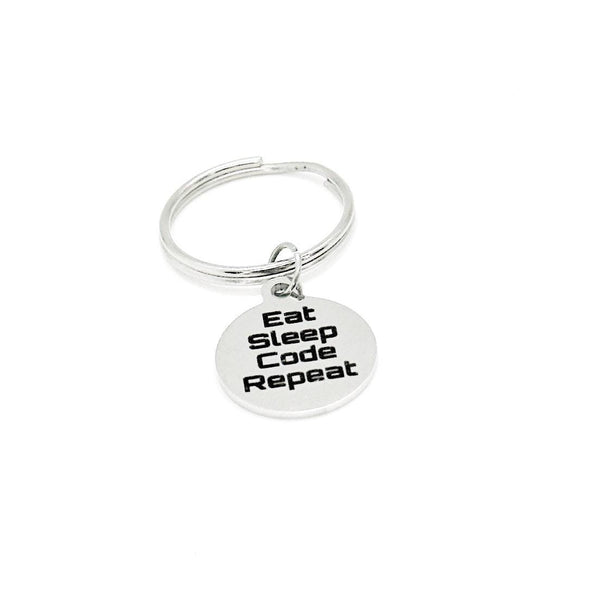 Eat Sleep Code Repeat Charm Keychain, I Heart CS, Programmer, Developer, Student, Going To College, Computer Science Major, New IT Job