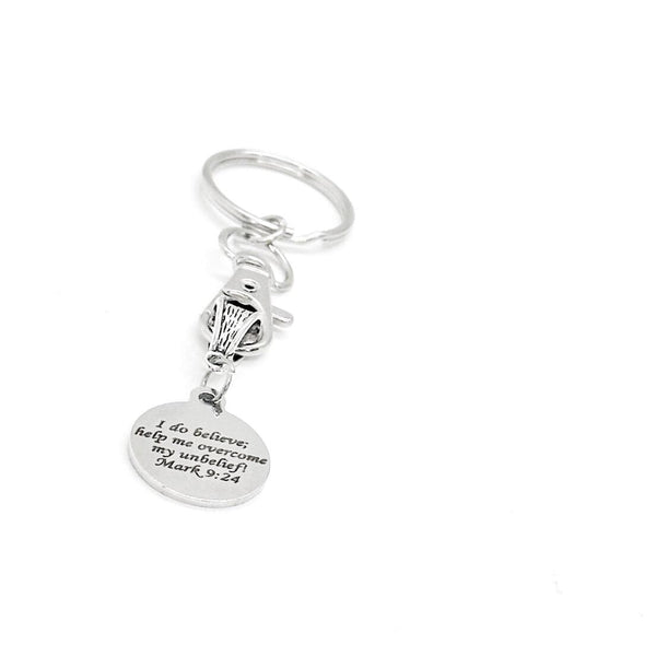 Help Me Overcome My Unbelief Charm Keychain, Mark 9 24, Scripture Gift, Faith Quote, I Do Believe, Sickness Gift, Difficult Times, Christian