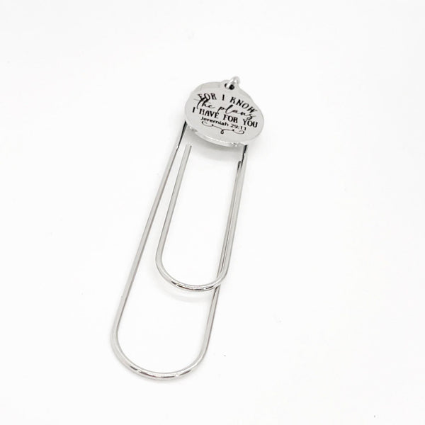 For I Know The Plans I Have For You Charm Paperclip Bookmark, Jeremiah 29 11, Faith Gift, Reader Gift, Planner Bookmark, Bible Bookmark