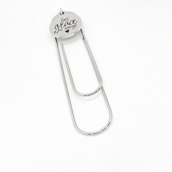 His Grace Is Enough Charm Paperclip Bookmark, 2 Corinthians 12 9, Faith Gift, Reader Gift, Planner Bookmark, Bible Bookmark, Gods Grace