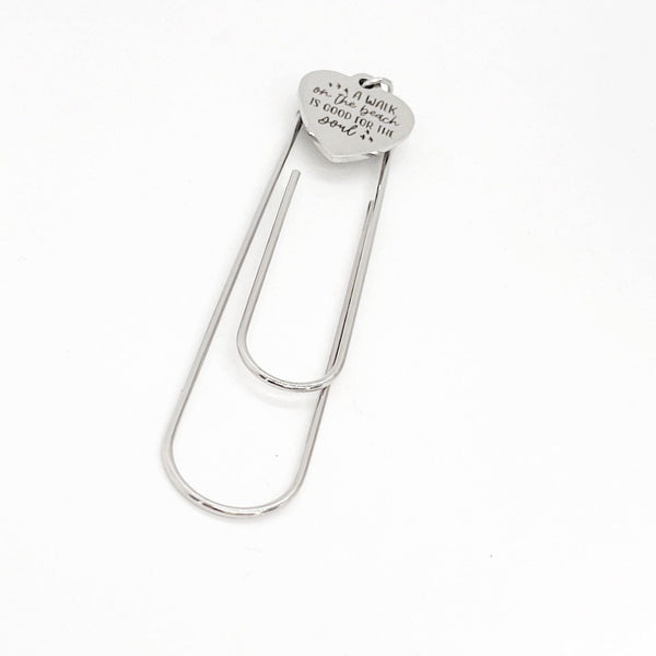 A Walk On The Beach Is Good For The Soul Charm Paperclip Bookmark, Beach Lover Gift, Beach Trip, Reader Gift, Planner Bookmark, Beach Book