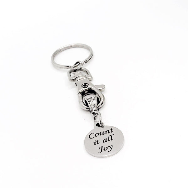Count It All Joy Charm Keychain, James 1 2, Scripture, Faith, Christian Believer, Trials, Difficult Times Gift, Sympathy Gift, Friend Gift