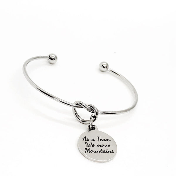 As A Team We Move Mountains Cuff Charm Bracelet, Team Gift, MLM Team, Downline Gift, Work Group Gifts, Work Team, Friend Group