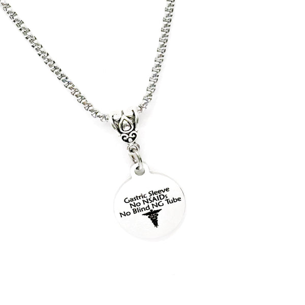 Gastric Sleeve No NSAIDs No Blind NG Tube Medical Condition Necklace, Medical Notice Necklace, Gastric Surgery Necklace, Gift For Her