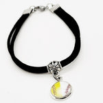 Baseball And Softball Cabochon Charm Black Faux Suede Bracelet, Baseball Mom and Softball Mom, Wife Gift, Moms Group, Gift For Her