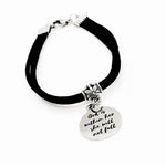 God Is Within Her She Will Not Fall Black Faux Suede Bracelet, Christian Woman Gift, Daughter, Going To College, Gift For Her, Faith Gift