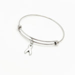 White Ribbon Charm Bangle Bracelet, Awareness Gifts, Bone Caner, Blindness, PPD Awareness Charm, Gift For Her, Wife, Daughter, Scoliosis