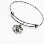 Saint Ignatius of Loyola Charm Bangle Bracelet, Patron Saint of Wounded Veterans and Soldiers, Wife Gift, Friend Gift, Daughter Gift For Her