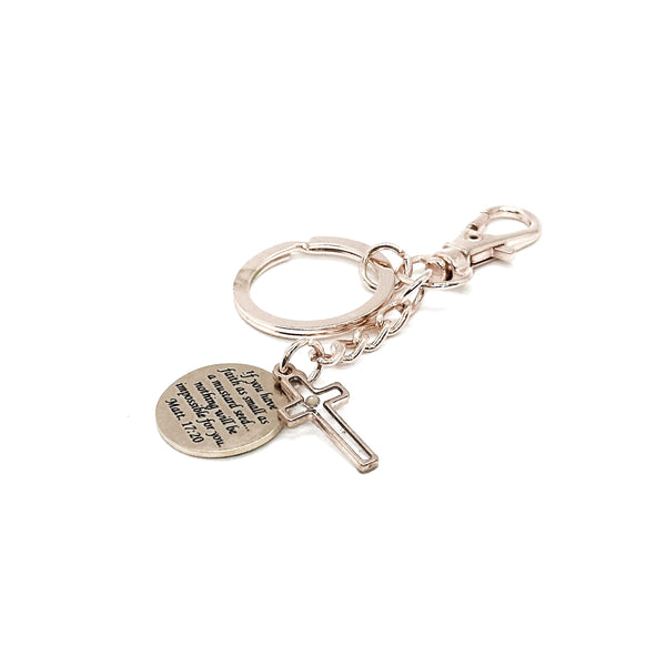Mustard Seed Scripture And Cross Rose Goldtone Key Chain, Mustard Seed Faith, Christian Gifts, Matthew 17 20, Encouraging Gifts, Believer