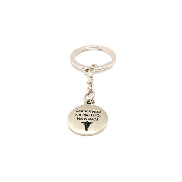 Gastric Bypass Rose Goldtone Charm Key Chain, Gastric Bypass Medical ID Charm, Medical Awareness Tag, Zipper Charm, Weight Loss Surgery Gift