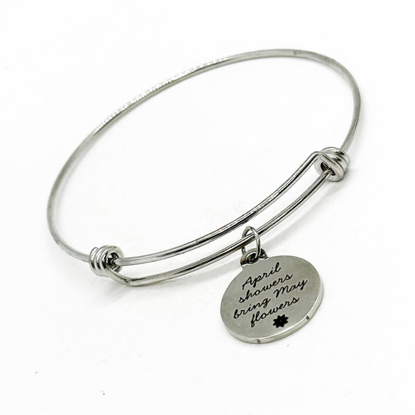 April Showers Bring May Flowers Charm Bracelet, Difficulties, Difficult Times, Gift For Her, Friend Gift, Sympathy, Better Days To Come