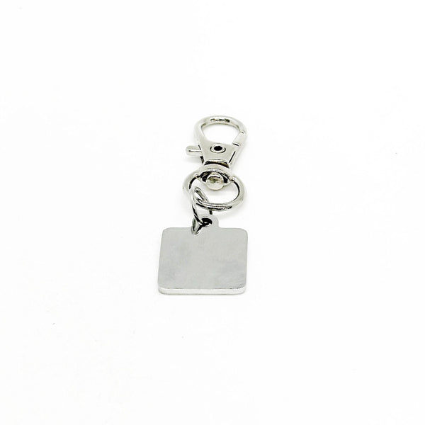 Customizable Square Clip On Charm, Customization Request, Key Chain, Backpack Charm, Your Message, Customized Gifts, Purse Charm, Your Text