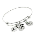 Family Birthstone And Initial Charm Bangle Bracelet, Mom Gift, Grandmother Gift, Family Initials, New Mother, Mothers Day, Grandparents Day