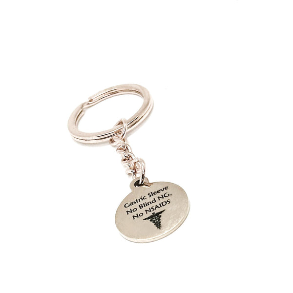 Gastric Sleeve Rose Gold Key Chain, Gastric Sleeve Medical Charm Key Chain, Medical Awareness Tag, Zipper Charm, Weight Loss Surgery Gifts
