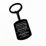 Serenity Prayer Black Engraved Key Chain, Christian Gifts, Serenity Courage Wisdom, Serenity Prayer Gift, Serenity Prayer Charm, Recovery