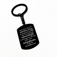 Serenity Prayer Black Engraved Key Chain, Christian Gifts, Serenity Courage Wisdom, Serenity Prayer Gift, Serenity Prayer Charm, Recovery