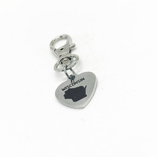 My Home State Clip ON Charm, Planner Gift, My Heart Is In My Home State, Remembering Home, Home State Pride, My Heart Is In, Moving Away