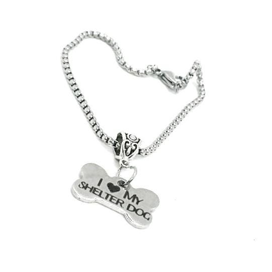 I Love My Shelter Dog Charm Bracelet, Wife Gift, Daughter, Friend Gift, Dog Lover, Dog Owner, New Dog Gift, Dog Adoption, Puppy Rescue