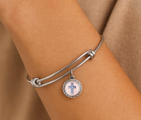 Cross Cabochon Charm Bracelet, Faith Gift, Believer Gift, Christian, Baptism Gift, Confirmation, Daughter, Wife, Pastor, Sunday School Gift