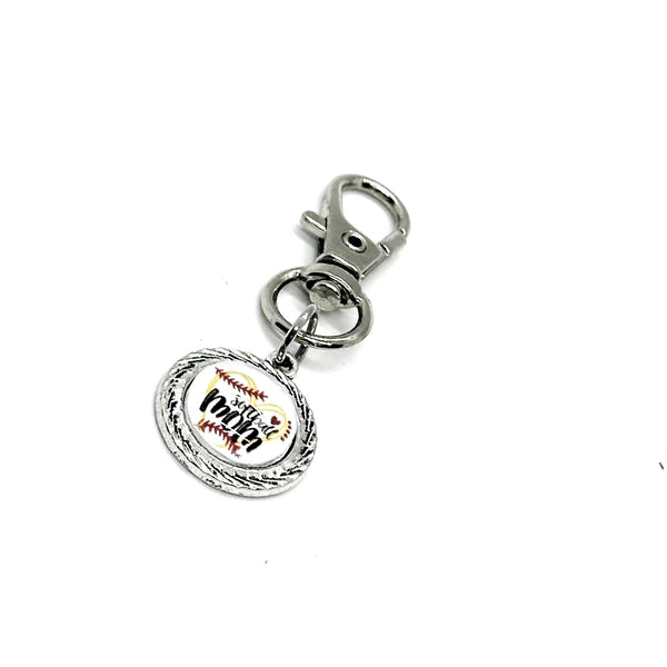 Softball Mom Clip On Bag Charm, Love My Softball Player, Gift For Her, Team Mom Gifts, Mothers Day, Gift For Her, Wife Gift, Friend Gift